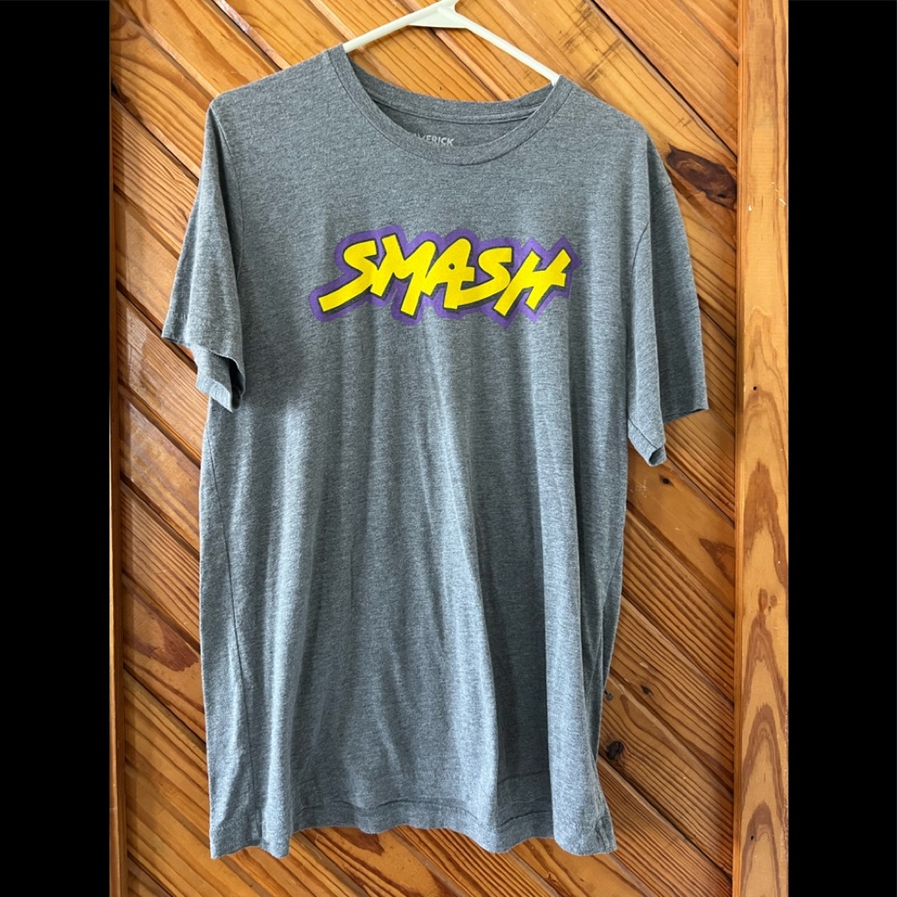 Size large Maverick Logan Paul Smash merch shirt sleeve grey Tshirt.
